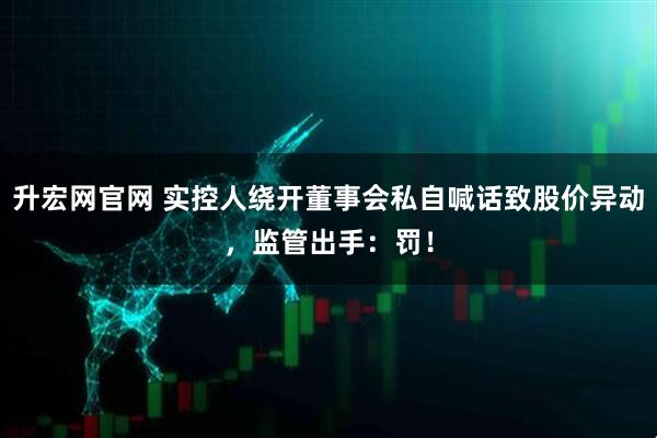 升宏网官网 实控人绕开董事会私自喊话致股价异动，监管出手：罚！